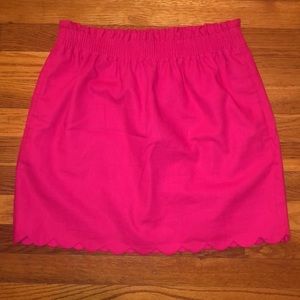 J Crew Hot Pink Scallop Hem Pull On Skirt Size 6
